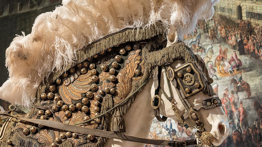 Decorated horse armor at Imperial Carriage Museum, Schönbrunn Palace.