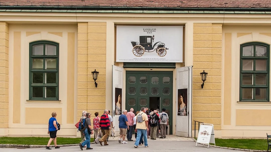 Visitors entering the Imperial Carriage Museum in Vienna.