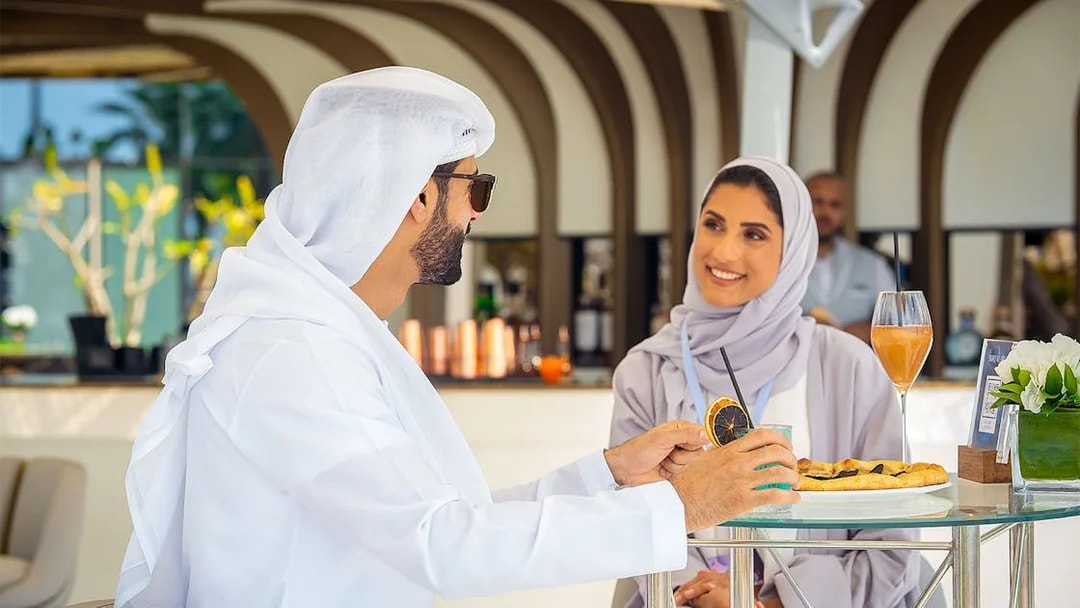 Guests enjoying beverages at Burj Al Arab, Dubai.