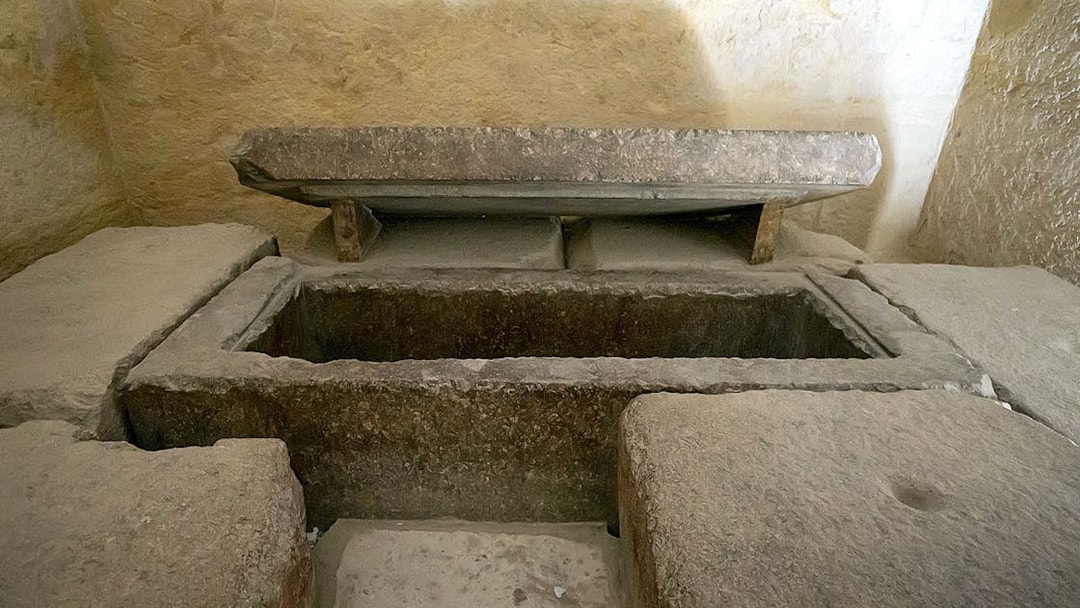 Ancient crypt inside the second Great Pyramid of Giza, Cairo, Egypt.