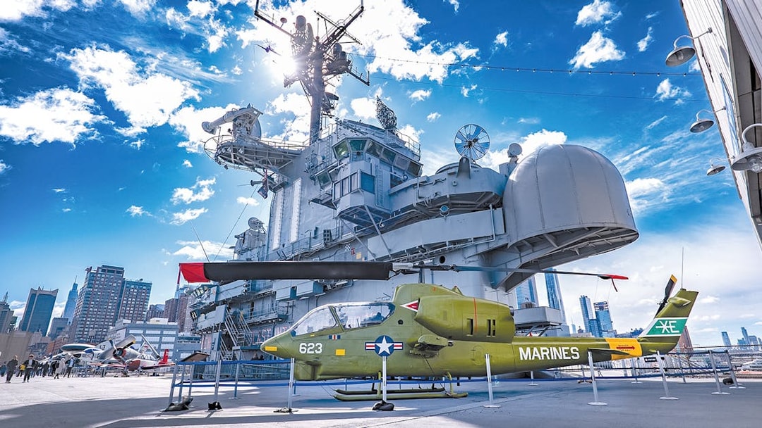 Warplane displayed on the deck of the Intrepid Museum in New York City.