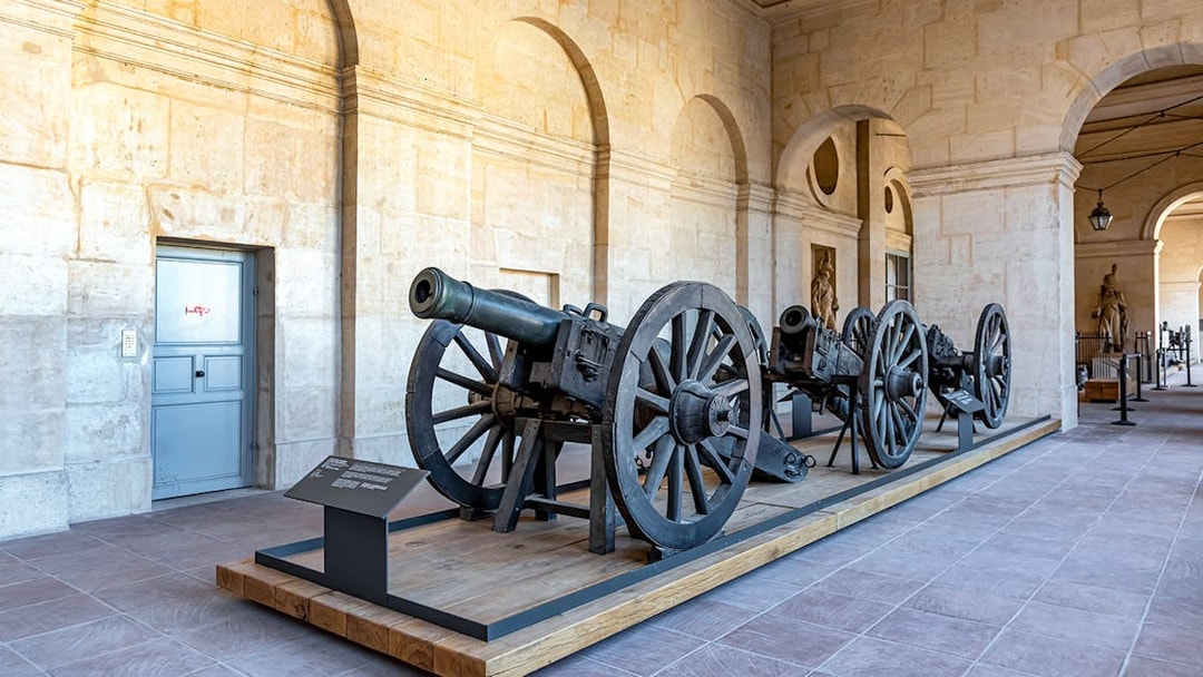 Cannons displayed at the Army Museum in Invalides, Paris.