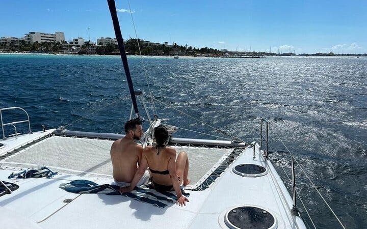 Isla Mujeres Premium Catamaran Tour with Snorkeling & Beach club Image 3