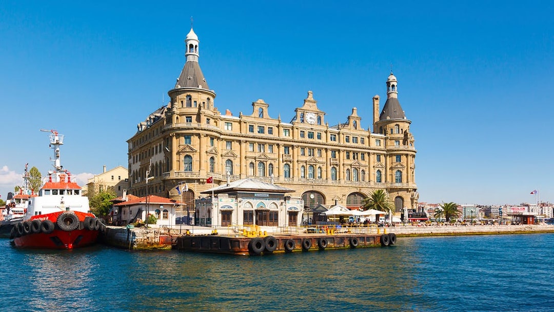 Haydarpaşa Train Station on Istanbul's Asian side with ferry docked nearby.