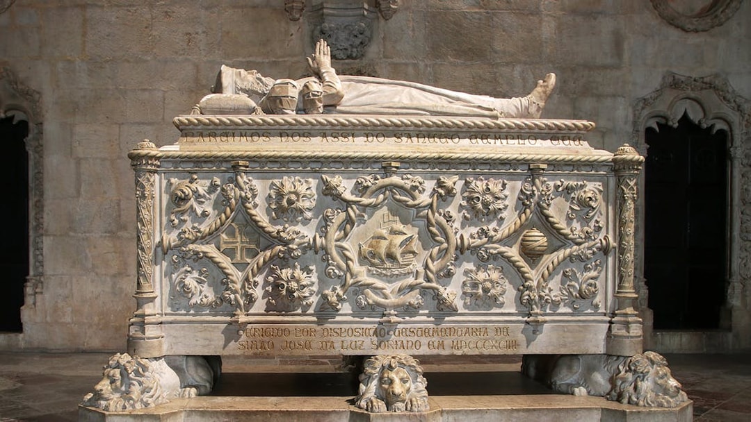 Tomb of Vasco da Gama inside Jerónimos Monastery, Lisbon, part of Belém Essential Combo tour.