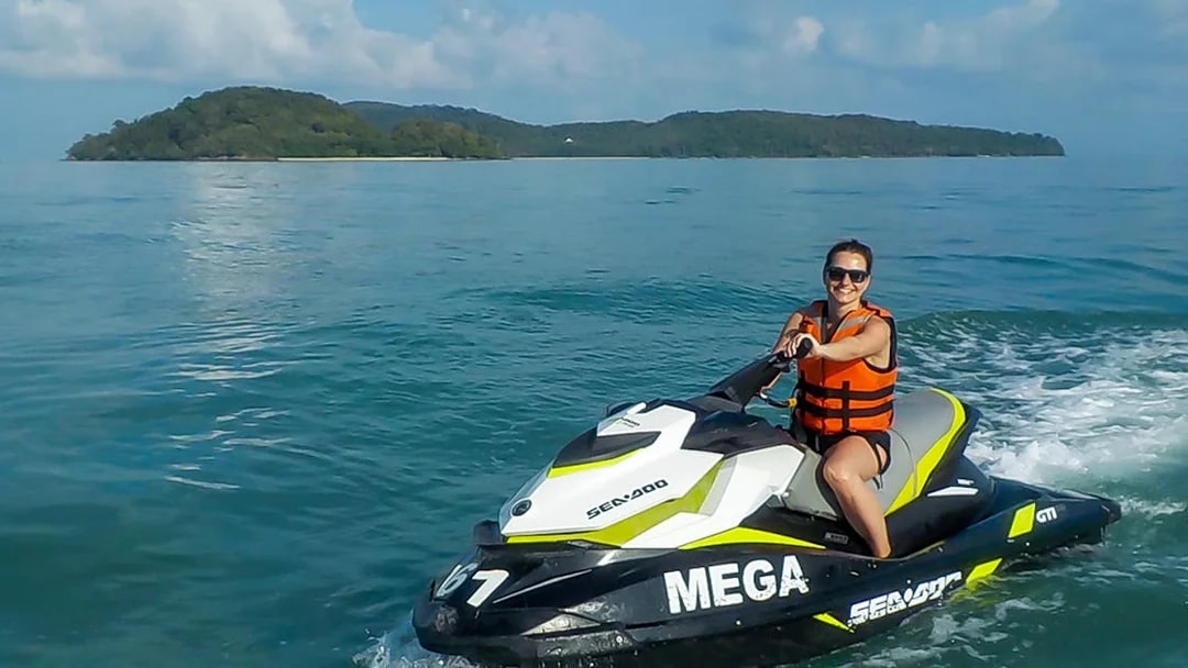 Jet skiing near an island in Langkawi.