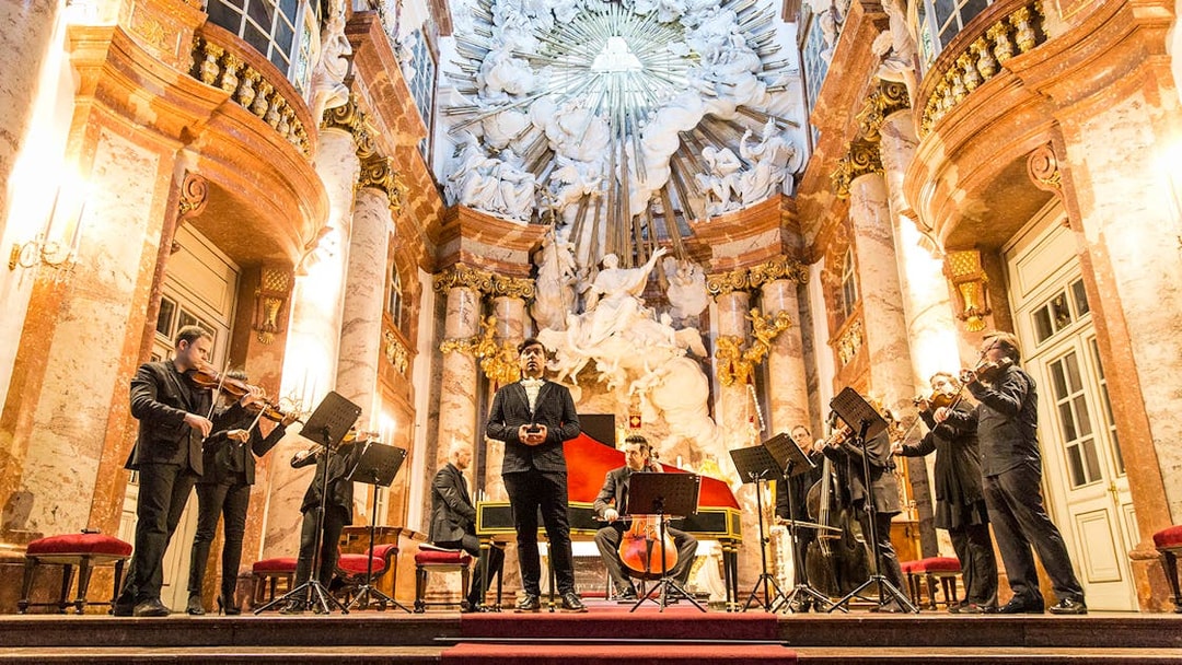 Musicians performing Vivaldi's Four Seasons at Karlskirche, Vienna.