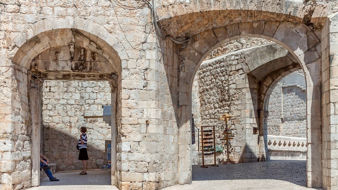 Stone arches in Dubrovnik's Old Town, part of the King's Landing Walking Tour.