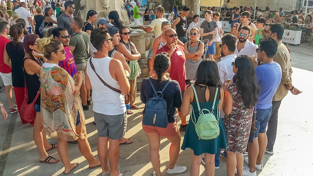 Tour group gathered in Dubrovnik for King's Landing Walking Tour.
