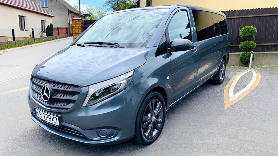 Mercedes van for Auschwitz-Birkenau tour pickup from Krakow Center.