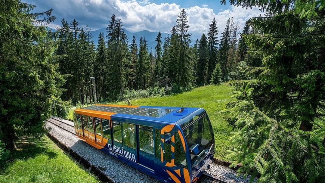 Cable car in Zakopane forest during Krakow full-day trip.