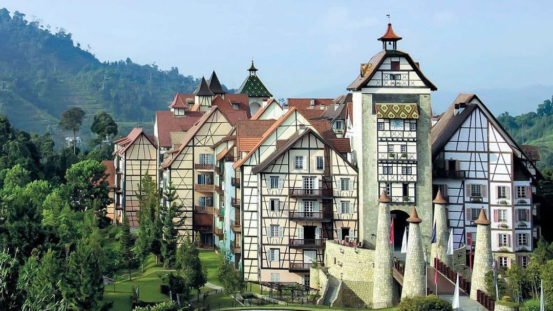 Colmar Tropicale French-themed resort in Malaysia with lush greenery.