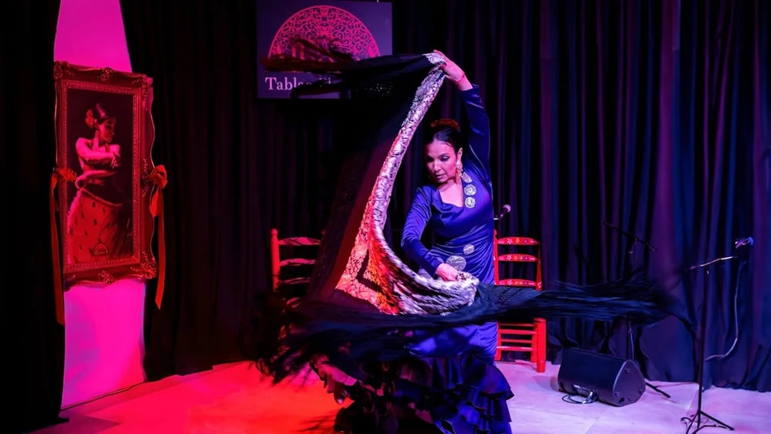 Flamenco dancer performing at La Alboreá in Granada, Spain.