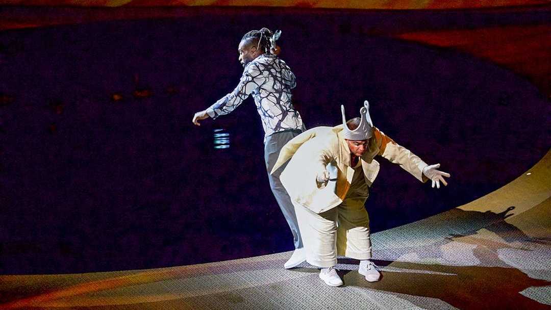 Performers on stage during La Perle by Dragone show in Dubai.