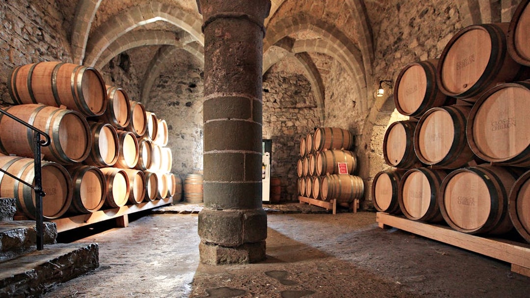 Barrels in the cellar of Chillon Castle, part of the Lake Geneva guided tour.