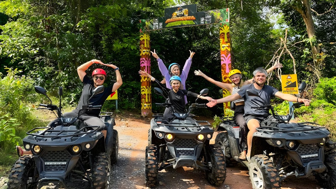 ATV riders at Langkawi Sky ATV Ride, Mountain Manchinchang entrance.