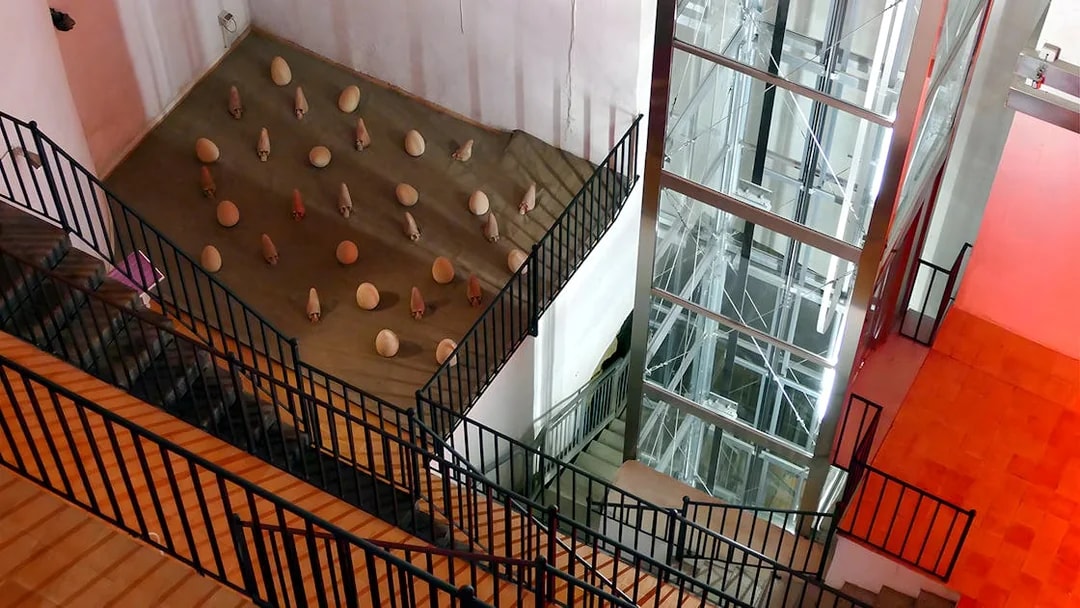 Underground archaeological lift and staircase in Naples, Italy.