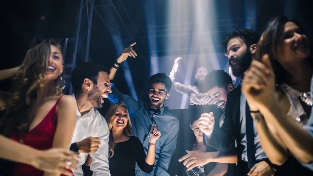Group of people dancing at a nightclub in Las Vegas.