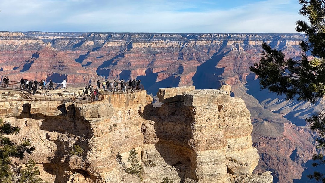 Visitors at Grand Canyon viewpoint, part of Go City: Las Vegas All-Inclusive Pass.