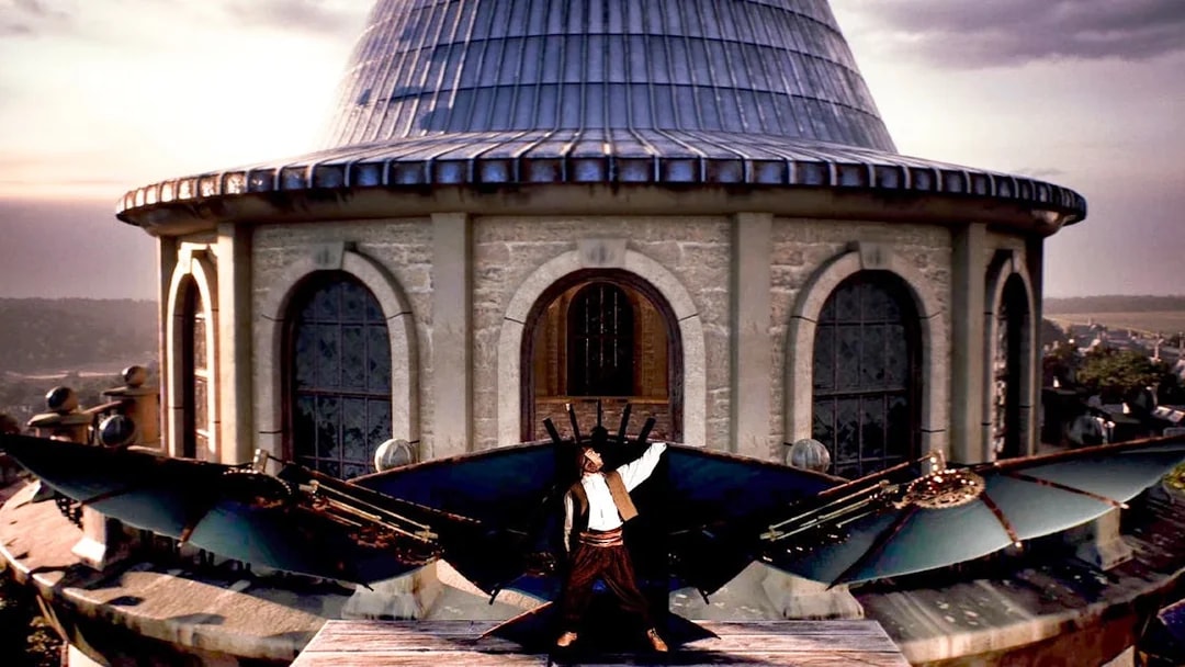 Performer with wings on rooftop at Legends of Istanbul.