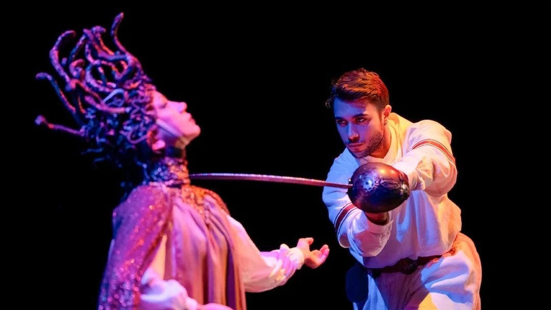 Performers in a dramatic scene at Legends of Istanbul show.