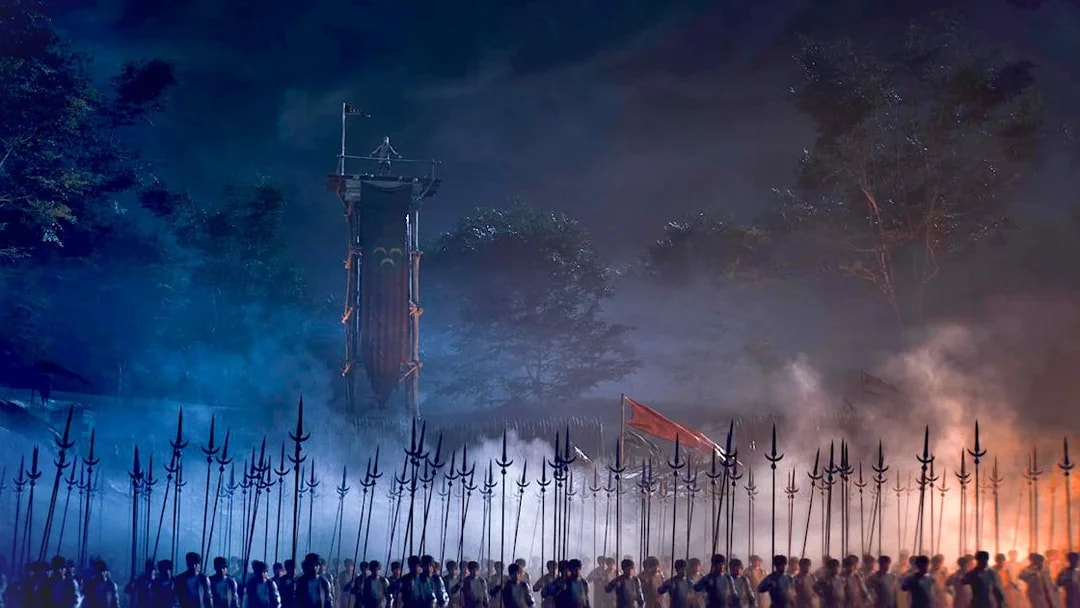 Nighttime scene of soldiers with spears and flags in Istanbul, part of Legends of Istanbul tour.
