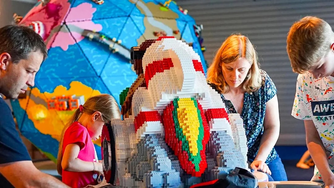Guests building with LEGO bricks at LEGOLAND Deutschland.