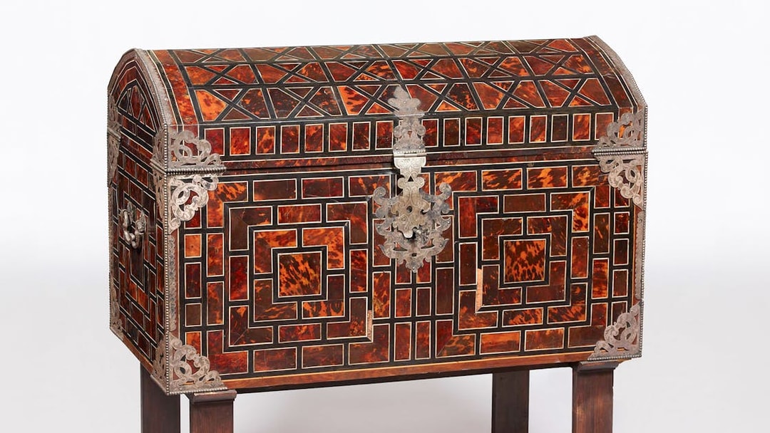 Trinket box with intricate geometric design at Liria Palace, Madrid.