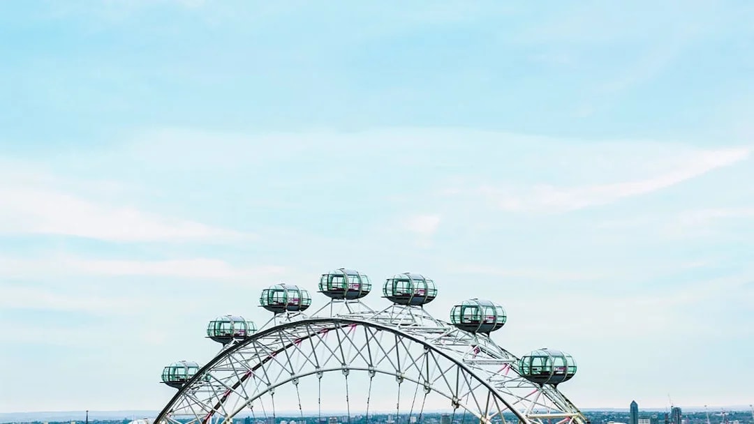 London Eye observation wheel with city skyline in the background.