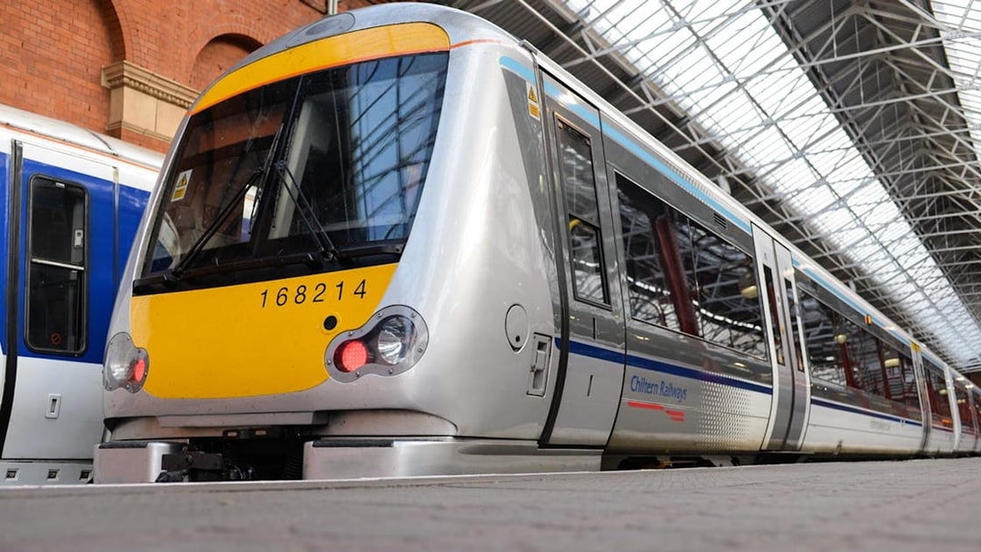Chiltern Railways train at station for Oxford by Rail day tour from London.