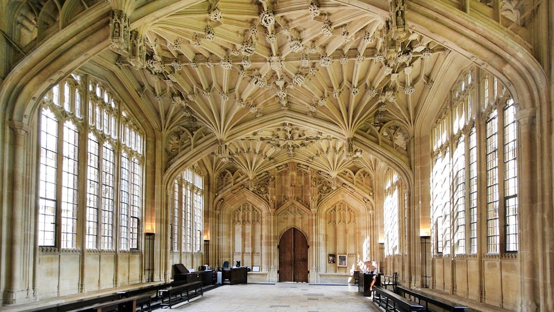 Bodleian Library's Divinity School interior, Oxford tour.
