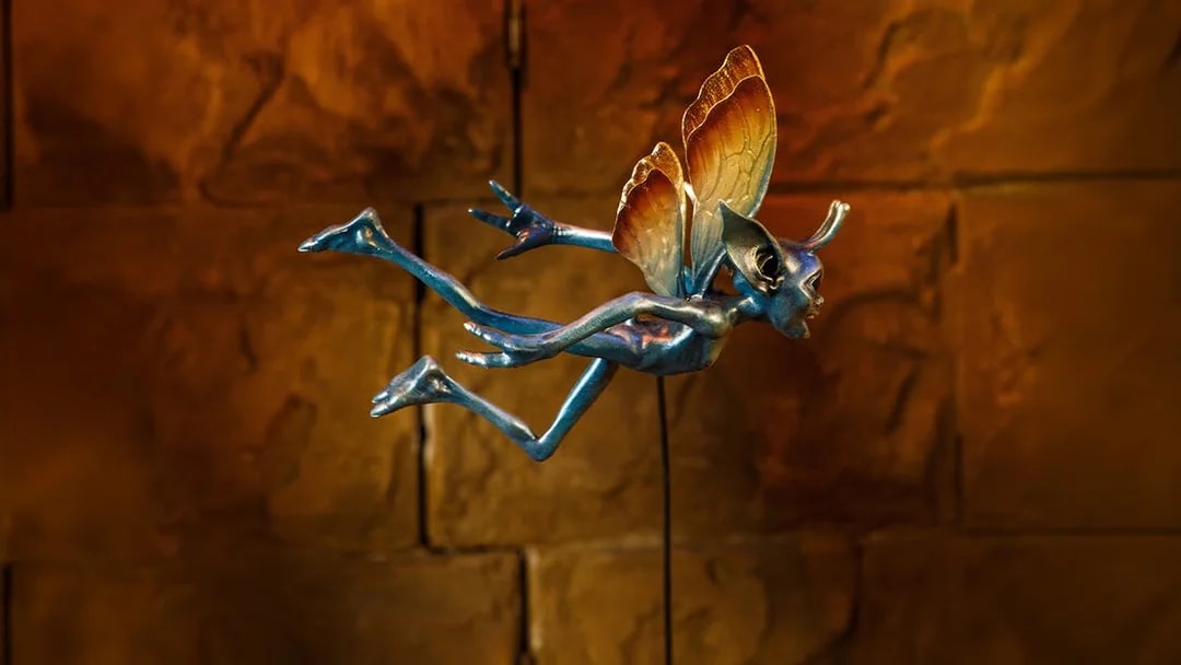 Flying creature at magical mischief exhibit, Harry Potter London tour.