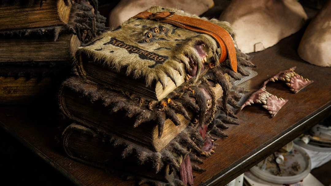 Monster book prop at Harry Potter London tour exhibit.