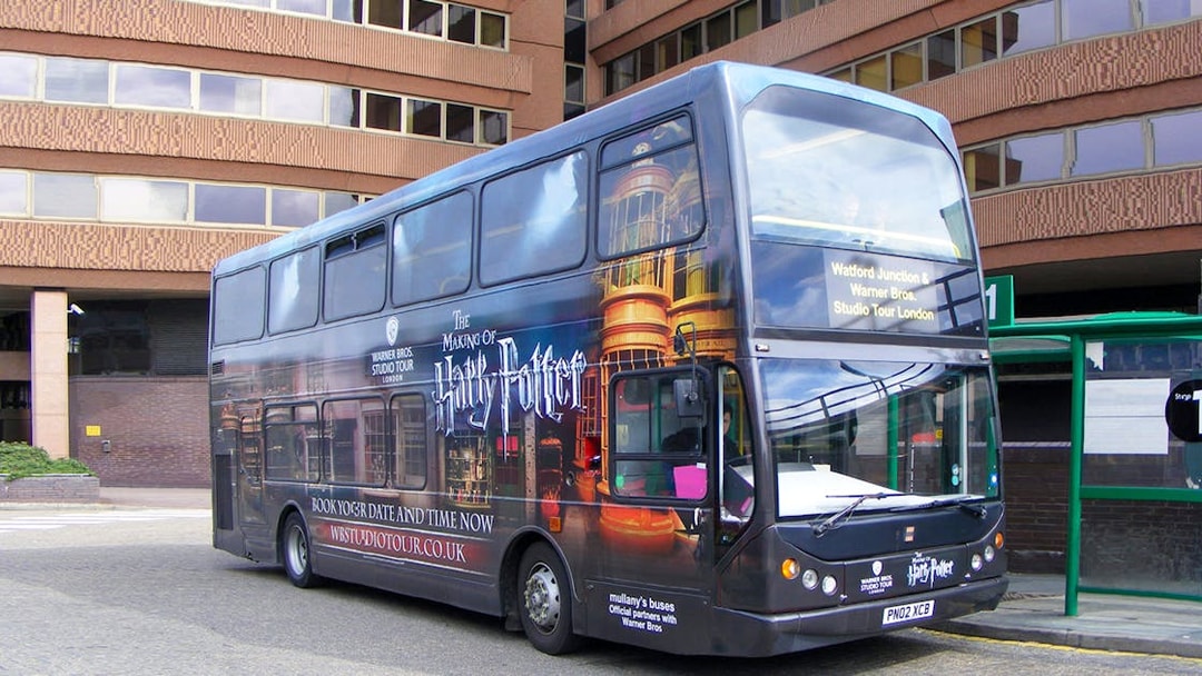 Double-decker bus for Harry Potter Studio Tour at Watford Junction.