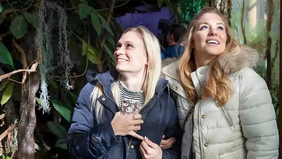 Visitors exploring an exhibit at London Zoo.