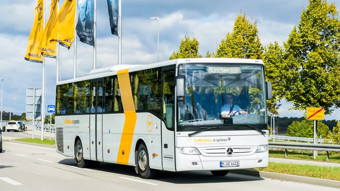 Lufthansa Express Bus on route between Munich Airport and Munich City.