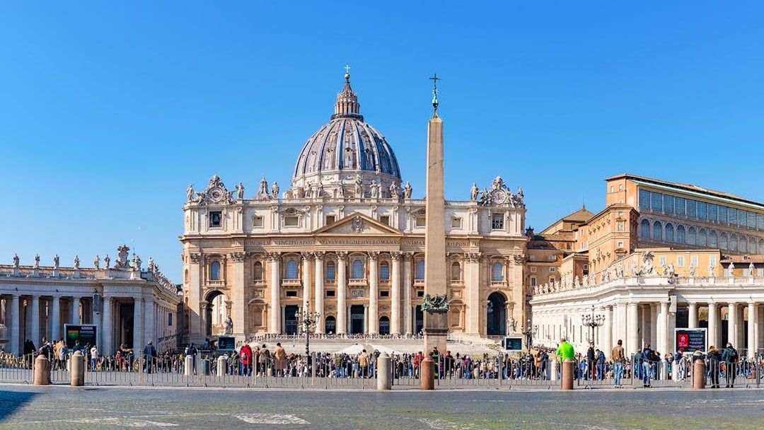 St Peter's Basilica with the central obelisk in Vatican City.