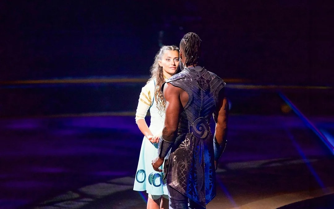 Performers on stage during La Perle by Dragone show in Dubai.