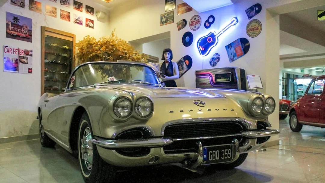 Classic Corvette on display at Malta Classic Car Collection Museum.
