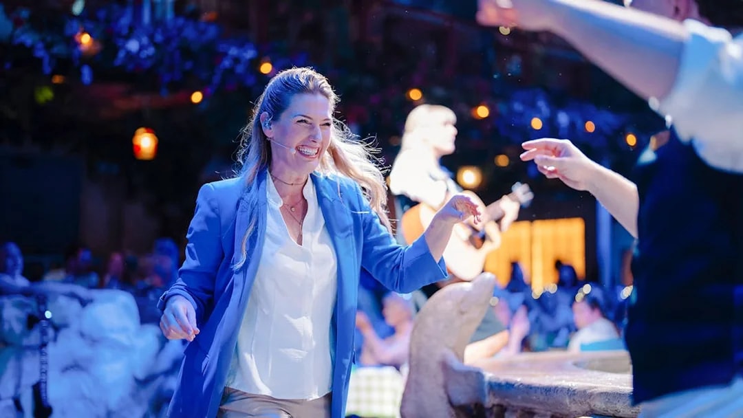 Guests enjoying live music at Mamma Mia! The Party event.