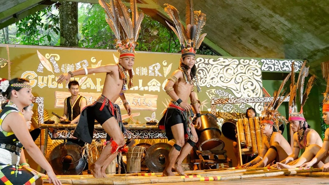 Traditional dance performance at Mari Mari Cultural Village, Sabah, Malaysia.