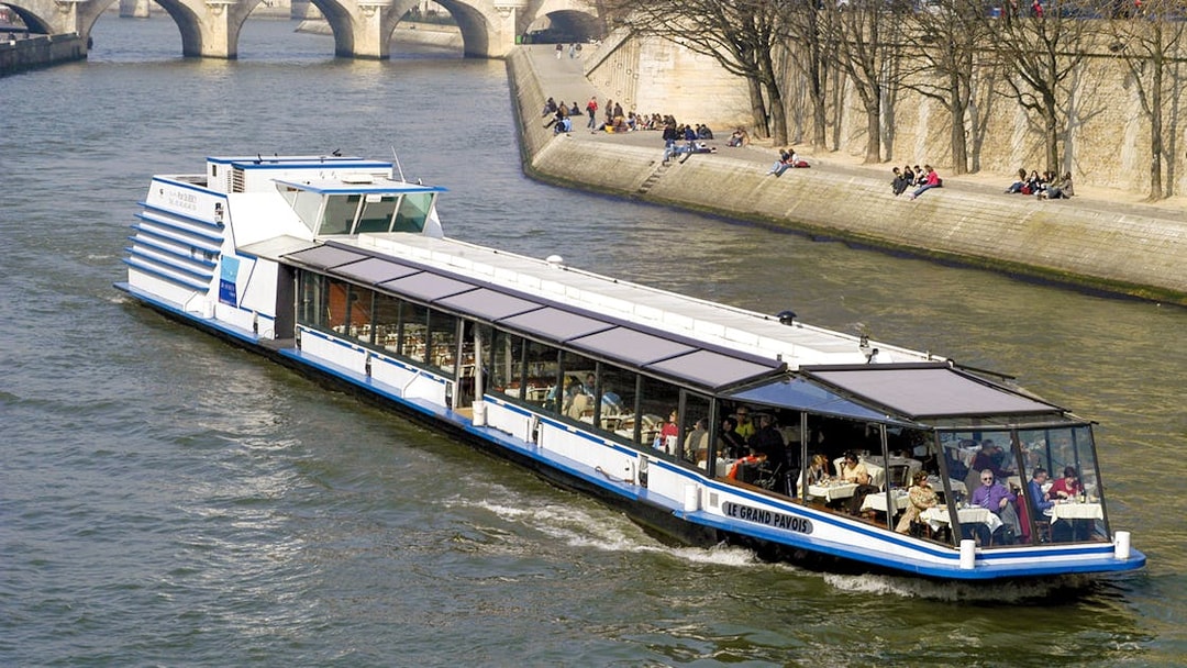 La Marina Orsay lunch cruise boat on the Seine River in Paris.