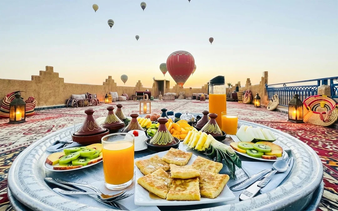 Marrakech Sunrise Hot Air Balloon Flight with Luxury Rooftop Breakfast Image 8
