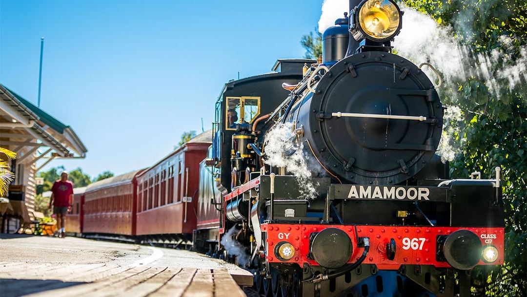 Mary Valley Rattler steam train at Amamoor station, Queensland.