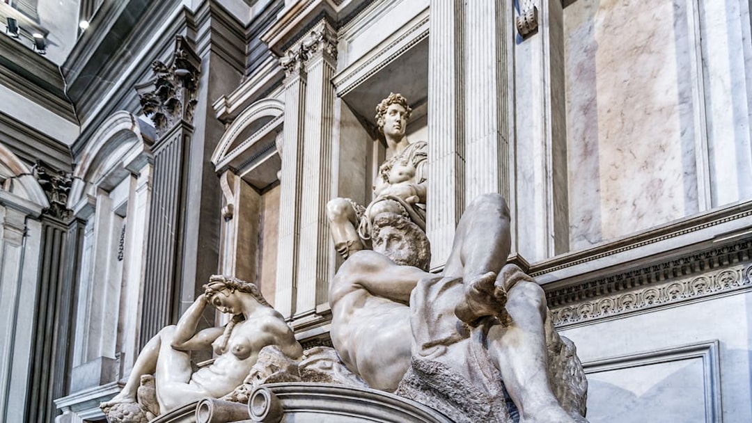 Sculptures at the Tomb of Giuliano de Medici in Florence, Italy.