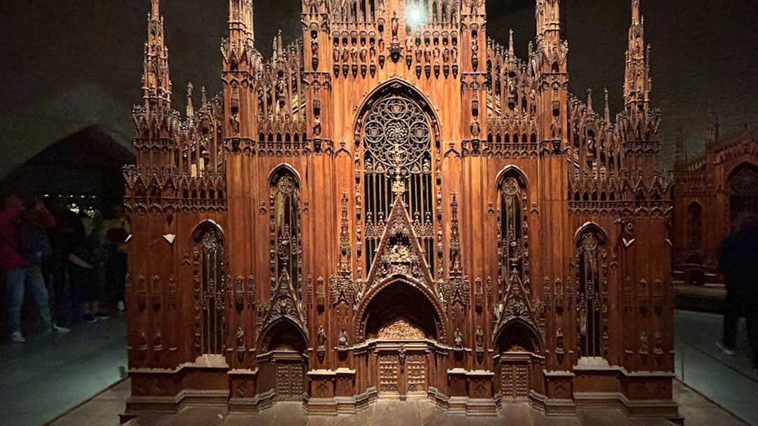 Replica of Milan Duomo at Duomo Milan Museum, showcasing intricate architectural details.