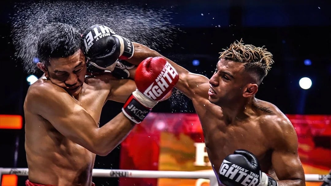 Muay Thai fighters in action at Bangla Boxing Stadium, Phuket.