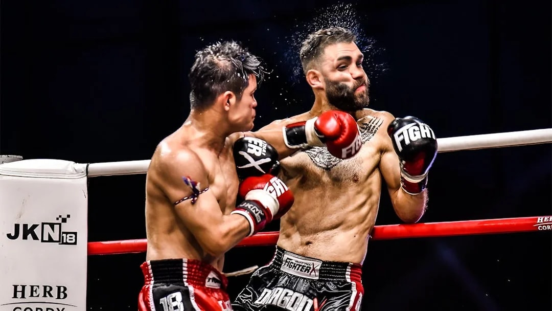 Muay Thai fighters in action at Bangla Boxing Stadium, Phuket.