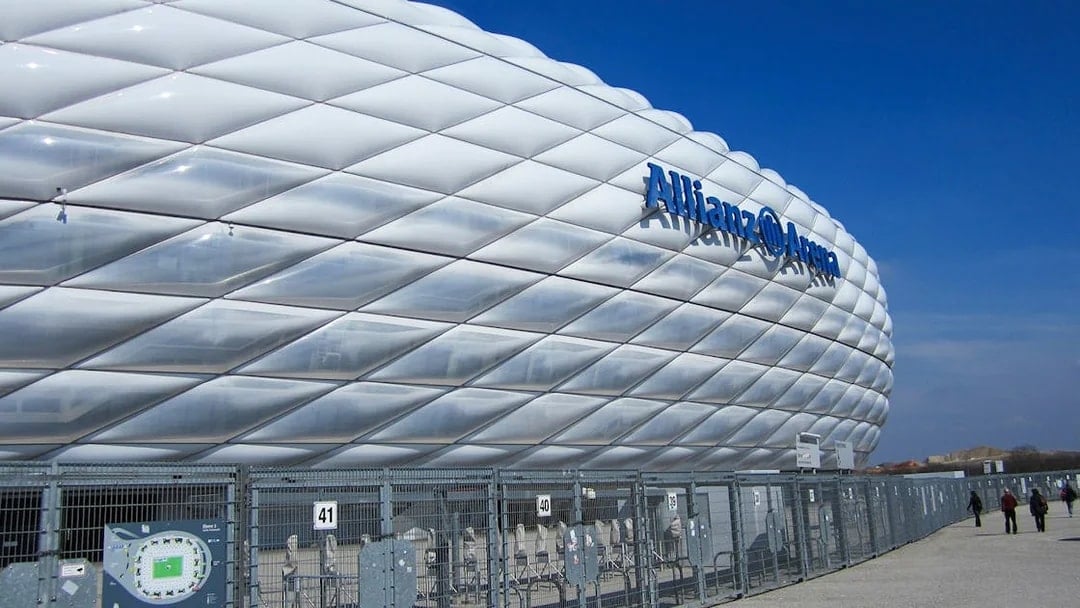 Allianz Arena exterior in Munich, part of the City Tour and FC Bayern Munich Soccer Arena Tour.
