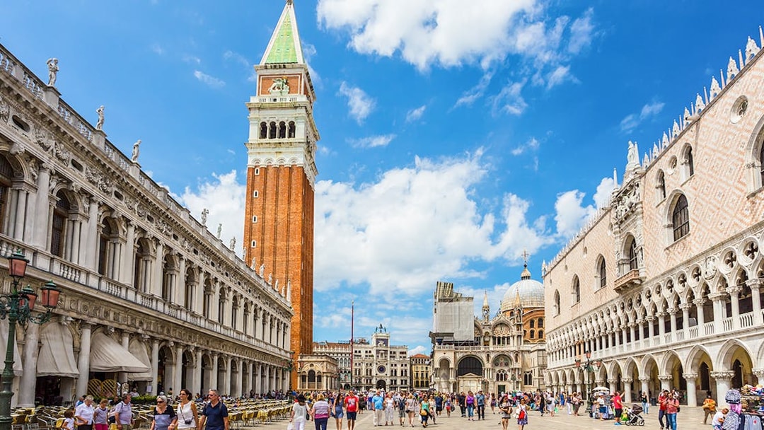 San Marco Piazza in Venice with St. Mark's Campanile and Doge's Palace.